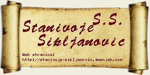 Stanivoje Sipljanović vizit kartica